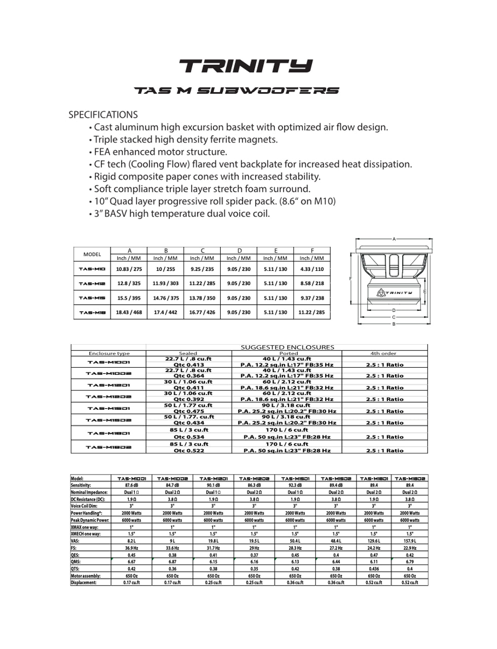 Trinity Audio M Series 10" 2000w RMS